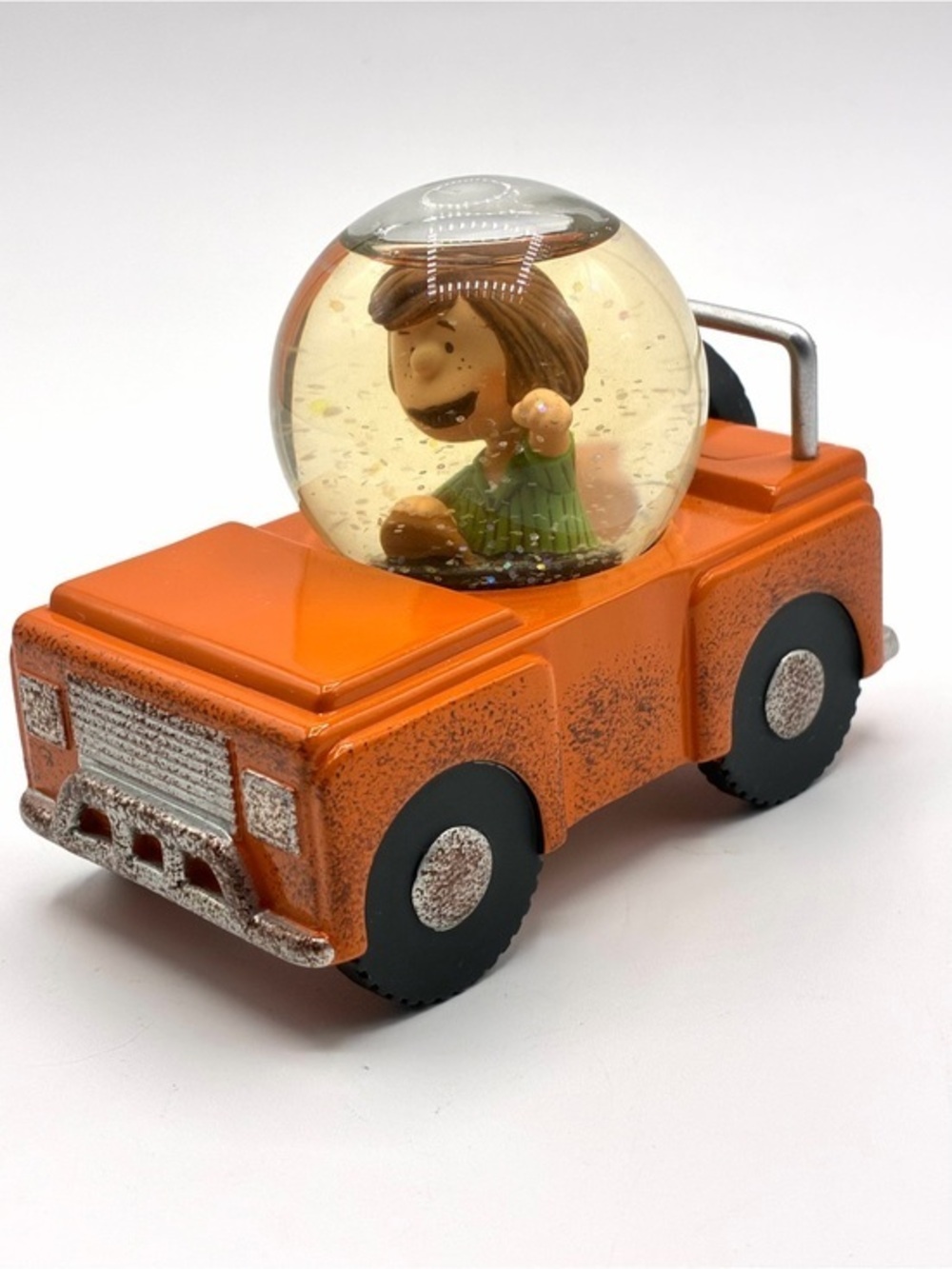 Hallmark Peanuts Gallery Peppermint Patty Orange Jeep Snow Globe
